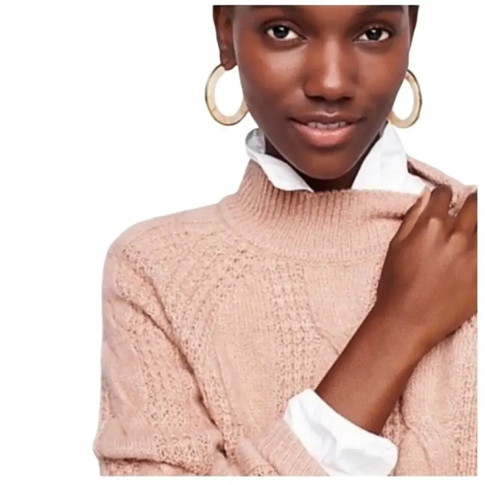 J. Crew Womens Gray Chunky Cable Knit Sweater Size M‎